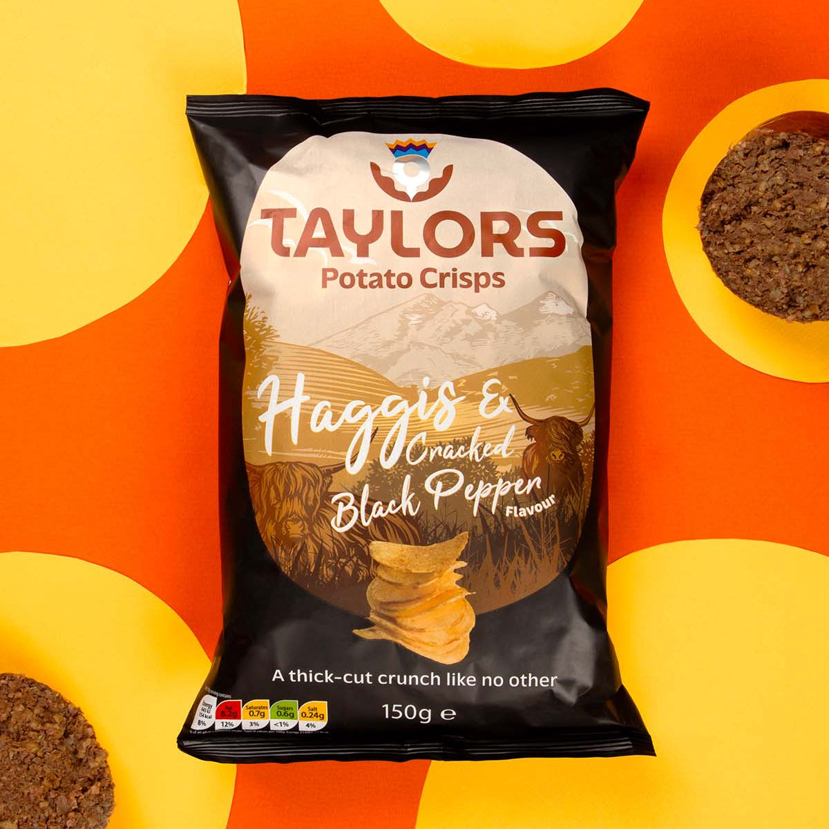 Haggis & Cracked Black Pepper Flavour Potato Crisps Taylors 40g