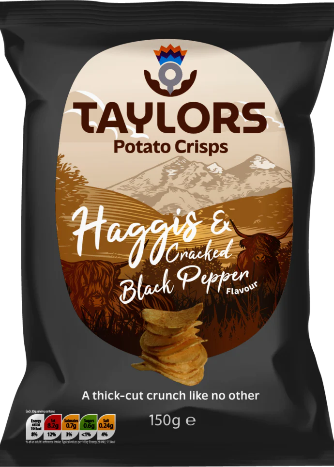 Haggis & Cracked Black Pepper Flavour Potato Crisps Taylors 40g