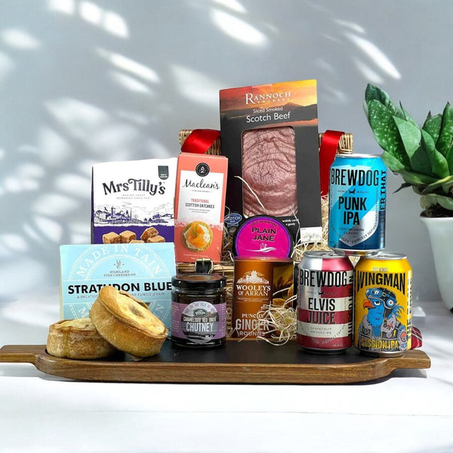 Build your own Scottish hamper with cheese, whisky, shortbread, and smoked salmon