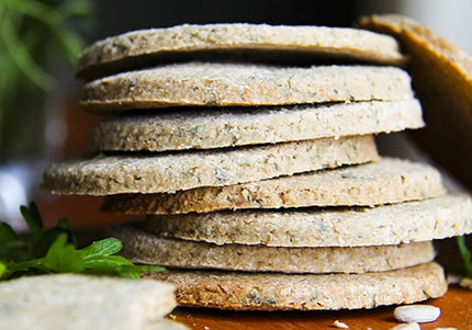 Selection of traditional Scottish oatcakes and biscuits on serving board