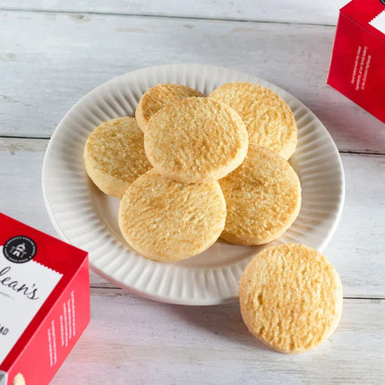Selection of Scottish shortbread fingers and assorted biscuits on serving plate