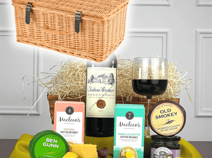 Cheese and Wine Gift Hamper Basket Set - Scottish Hampers