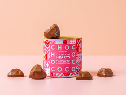 47% Colombia Milk Chocolate Hearts Tube - Scottish Hampers
