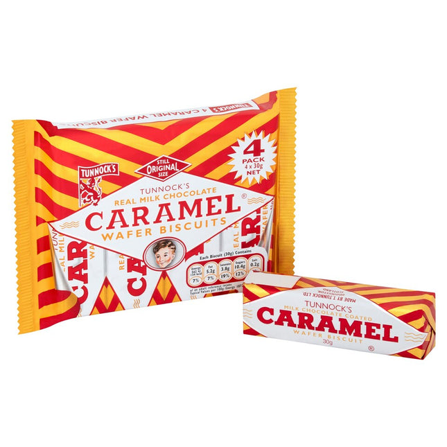 Tunnocks Milk Chocolate Caramel Wafer Biscuits Multipack, 4x125g