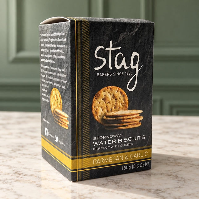 Parmesan & Garlic Stag Water Biscuits - Scottish Store & Deli