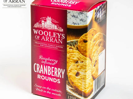 Raspberry Infused Cranberry Rounds Wooleys of Arran - Scottish Store & Deli