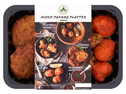 Indian Mixed Pakora Platter With Tomato & Chilli Dip 575g P. K. Foods