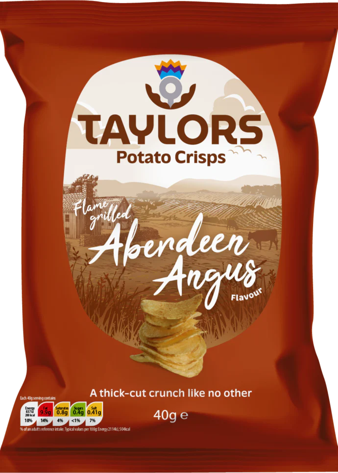 Flame Grilled Aberdeen Angus Potato Crisps Taylors 40g