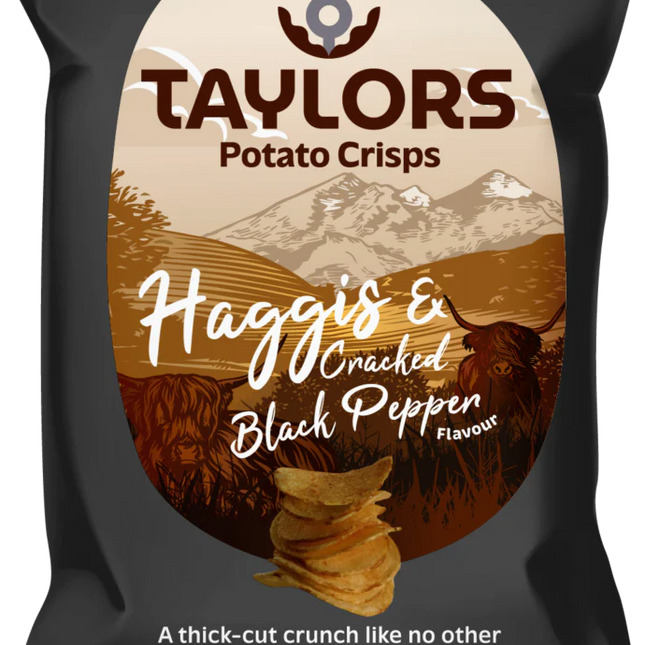 Haggis & Cracked Black Pepper Flavour Potato Crisps Taylors 40g