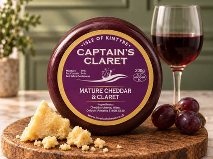 Captain's Claret Mature Cheddar Isle Of Kintyre - Scottish Store & Deli