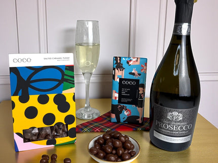 Prosecco, Double Chocolate & Salted Caramel Fudge - Scottish Hampers