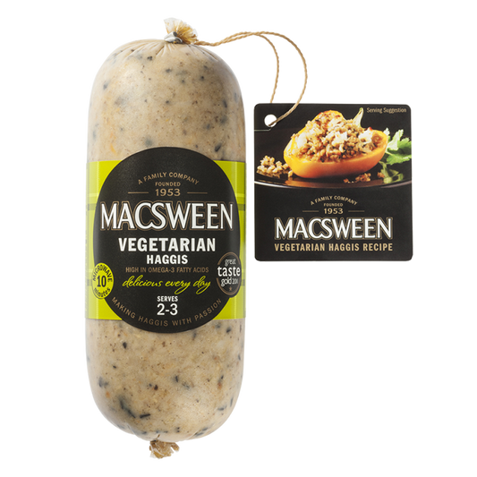 Macsween Vegetarian Haggis 400g – vegan-friendly Scottish haggis serves 2–3, available to buy online from Buy Haggis
