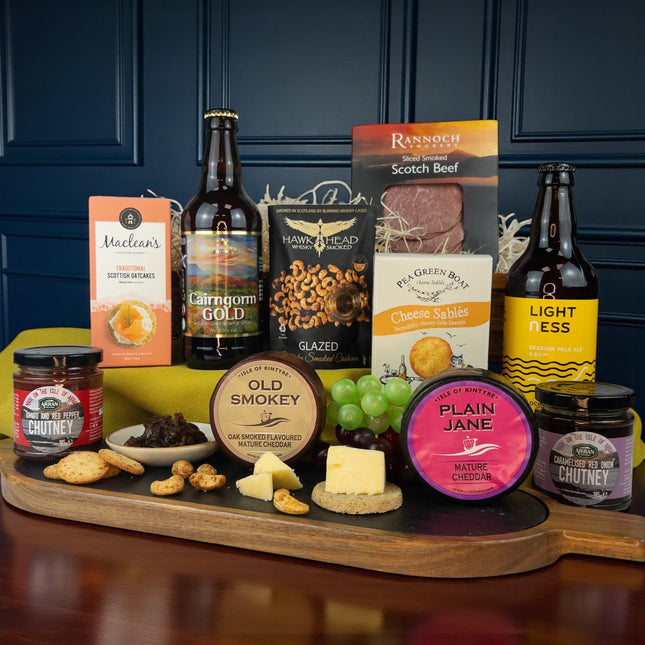 Smoke House and Craft Beer Hamper with Scottish ales, artisan cheeses, smoked meats and gourmet accompaniments