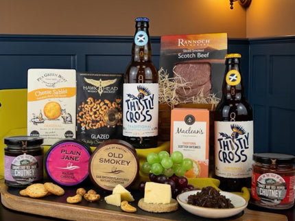 Smoke House and Craft Cider Hamper with Scottish artisan cheese, smoked meats and Thistly Cross cider bottles