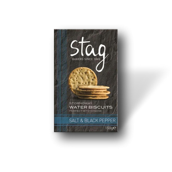 Sea Salt & Black Pepper Water Biscuits 150g Stag