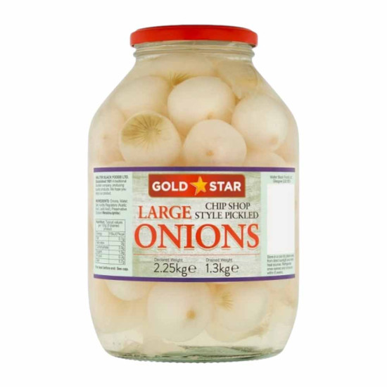 Gold Star Large Onions Chip Shop Style Pickled 2.25kg Gold Star Large Onions Chip Shop Style Pickled 2.25kg