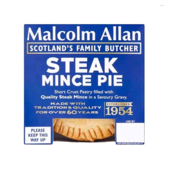 Steak Mince Pie Individual Malcolm Allan 230g Steak Mince Pie Individual Malcolm Allan 230g