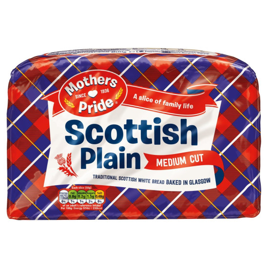 Mothers Pride Scottish Plain Medium Cut Bread 800g Mothers Pride Scottish Plain Medium Cut Bread 800g