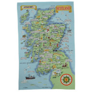 Map Of Scotland Tea Towel 100% Cotton
